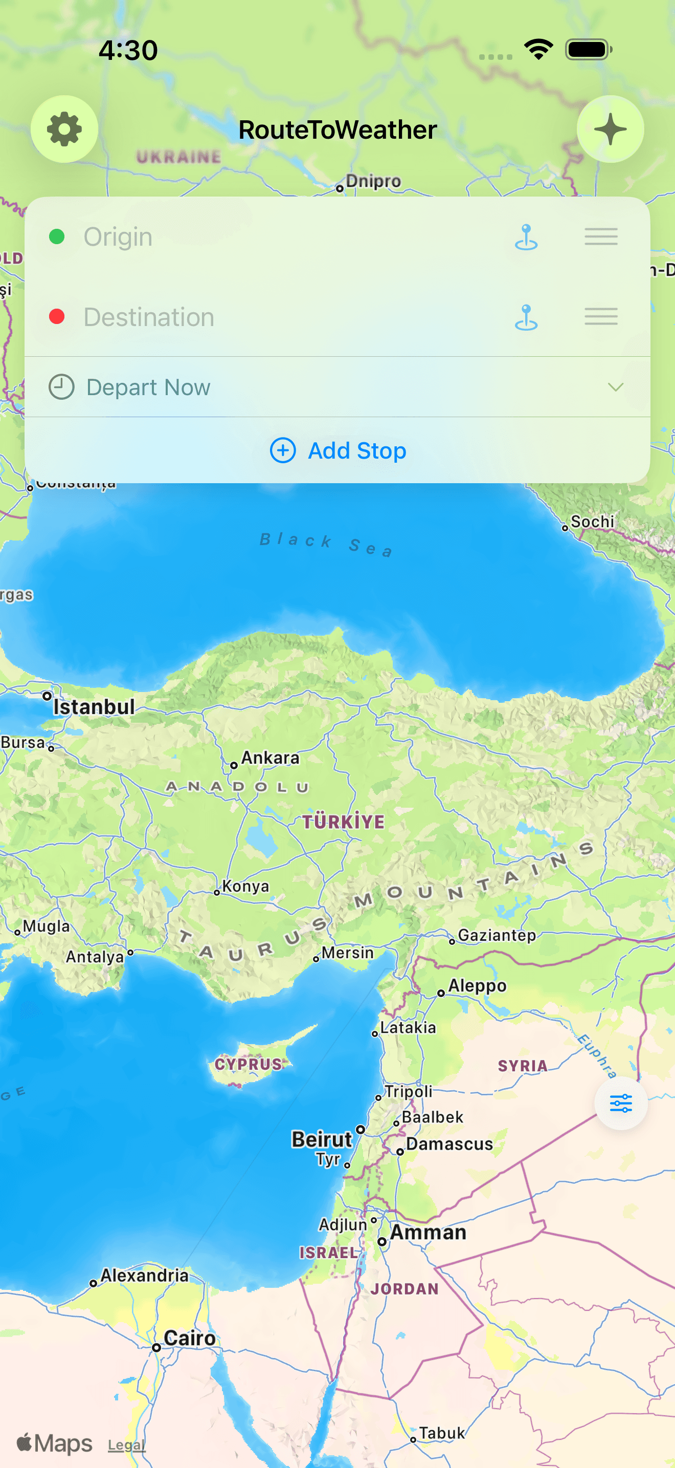 RouteToWeather Home